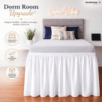 SGI bedding Dorm Bed Skirt Twin XL 32 Inch Drop Length - White, Ruffled Pattern College Dorm Room Bed Skirts - Split Corner, Easy Care, Wrinkle Free 1800 Series Microfiber Bed Skirt