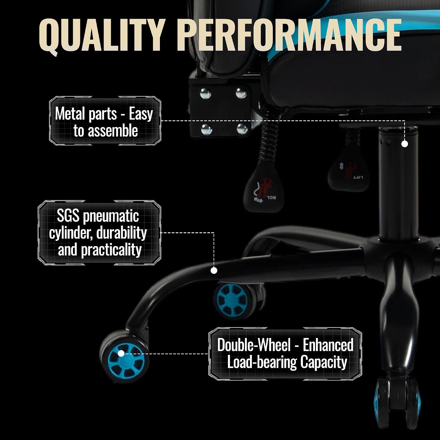 Massage Gaming Chair, Big and Tall Computer Game Chair with Lumbar Support & Footrest, Breathable PU Leather Gamer Office Desk Chair with Adjustable Height and 360° Swivel Wide Seat, Blue