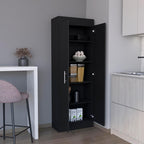 23.6" D*11.9" W*66.8" H Freestanding Kitchen Pantry with 4 Shelves, Double Door, Rectangular Storage Cabinet, Traditional, for Living Room, Dining Room, Black