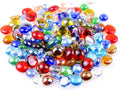 KINGOU 100 pcs Flat Glass Marbles, Replacement Mancala Stones 0.6 LB Mixed Colored Flat Glass Pebbles/Beads/Gems for Games Vase Filler Beads Aquarium Pebbles DIY Craft (12-16mm)