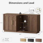 FORTUNETEC Sideboard Buffet Cabinet with Storage, Mid Century Modern Accent Cabinet with Arched Doors, Modular Media Console, Minimalist Credenza for Living Room Kitchen Dining Room Entryway, Walnut