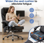 500LBS Massage Office Chair with Foot Rest, 3D Kneading Massage Home Office Desk Chairs, 22.83” Wide Big and Tall Office Chair for Heavy People, Ergonomic Reclining Gaming Chairs, Black