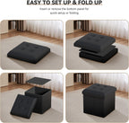 Storage Ottoman Bench, 15 Inch Ottoman Foot Rest, End of Bed Bench, Storage Chest for Living Room, Bedroom, Entryway, Black