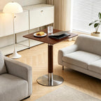 Wood Side Table, Modern Pedestal Accent Table Mid-Century Leisure Table for Home, Dining Room, Cafe(24" Square, Walnut)