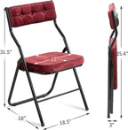 HOMEFUN Padded Folding Chairs 4 Pack - Foldable Dining Chair with Cushion, Portable and Assembled Extra Seat for Guests Kitchen Office Wedding Party Wine Red