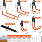 Heavy Duty Wall Mount Garage Hooks, 42-Pack | Hanging Storage for Bikes, Ladders, Hoses, Ropes, Garden Tools - For Warehouse, Workshop, Shed, Shop, Yard