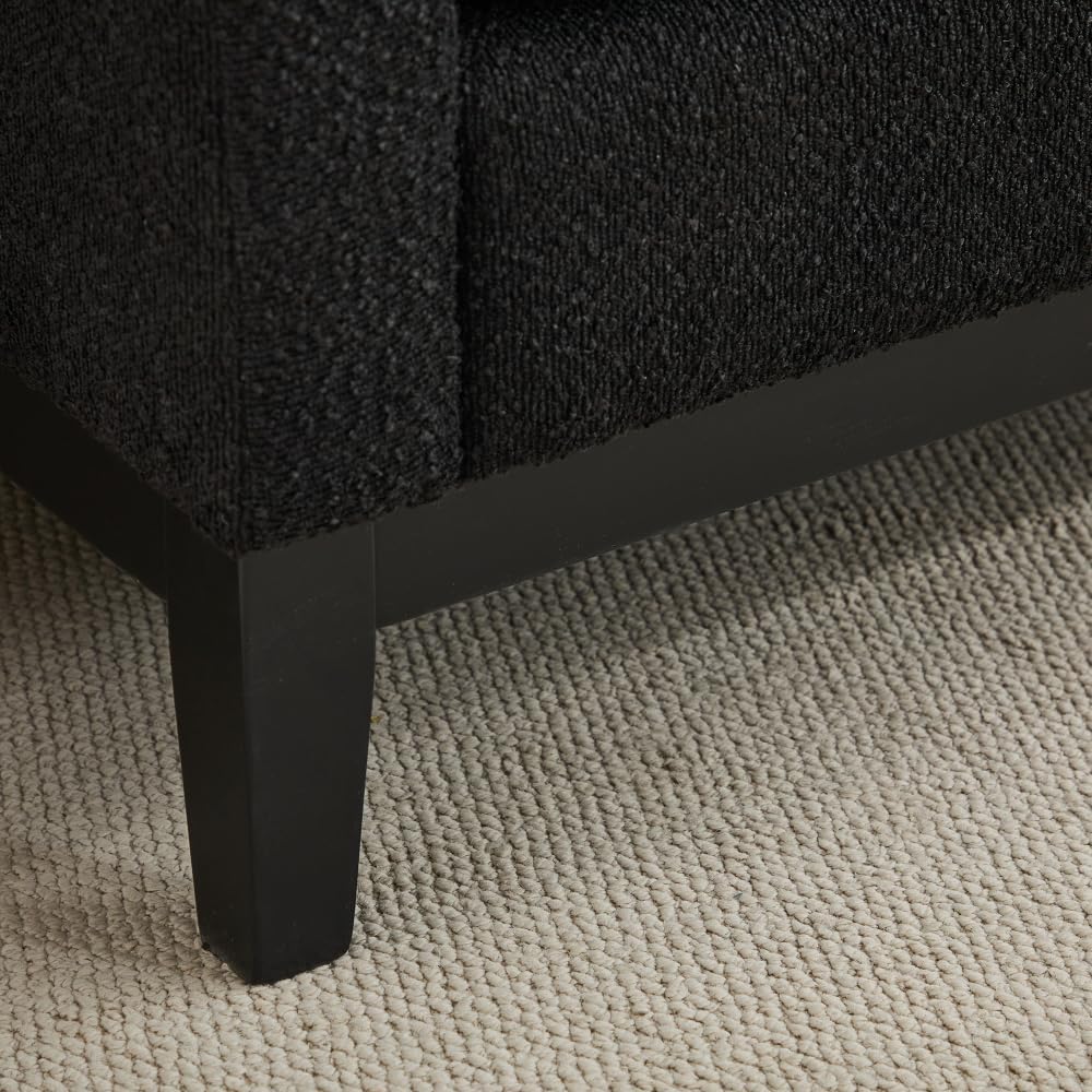 66.34" W Elegant Upholstered Bench,Daybed, Ottoman with Wood Legs & 2 Bolster Pillows for End of Bed, Bedroom, Living Room, Entryway,Black Boucle