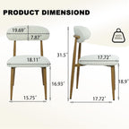 FREKEN Modern Upholstered Dining Chairs Set of 4, Mid-Century Metal Frame with Wood Grain, Linen Fabric Side Chair for Kitchen Dining Room, 350lbs Capacity, Beige