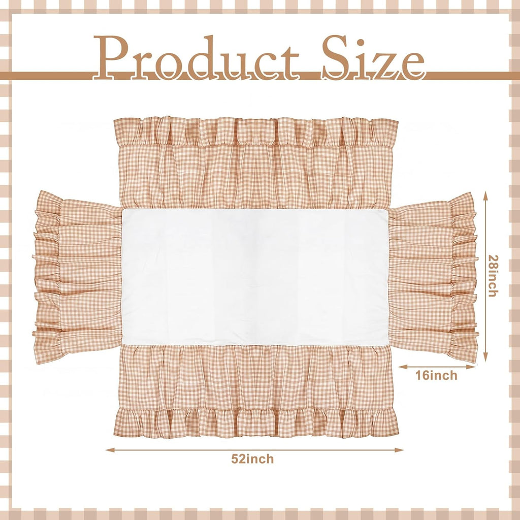 Gingham Crib Skirt Dust Ruffle 52 x 28 Inch 100% Washed Cotton Ruffle Plaid Baby Crib Bed Skirt Soft Farmhouse for Boys & Girls Nursery Bedding Decor, Fits Standard Cribs(Beige)