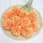 Artificial Flowers Chrysanthemum Ball Flowers 10pcs Bouquet for Autumn for Important People Glorious Moral for Home Office Coffee House Deco Parties and Wedding(Orange)