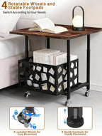 Mini Fridge Stand with Storage Basket 19.7", Beverage Refrigerator Stand with Wheels, Adjustable Height Mini Fridge Cabinet, Heavy Duty Fridge Table for Dorm, Office, Apartment, Kitchen (Brown)