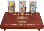 Altar Table, Tarot Card Holder, Meditation Table, Small Altar Table, Wooden Witch Altar, Wiccan Alter Table, Buddhist Shrine, Engraved Moon Phase and The Tree of Life on Table Top, 12 × 8 inches