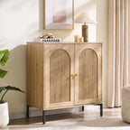 IFBUY Modern Sideboard Buffet Cabinet, 34" Tall Fluted Arched Buffet Cabinet with Storage and Adjustable Shelves, Wooden Modular Coffee Bar Cabinets for Kitchen, Entryway, Natural