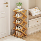 Vertical Shoe Rack Small Narrow Shoe Racks 5-Tiers Folding Shoe Storage Rack No Installation Shoes Organizer Shelf Standing Shoe Rack for Entryway Hallway Corridor Room Corner Storage