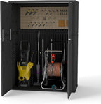 Multi-Function White Storage Tower, Sized 52x28x69 Inches - A Weatherproof Solution for Organizing Tall Tools and Equipment