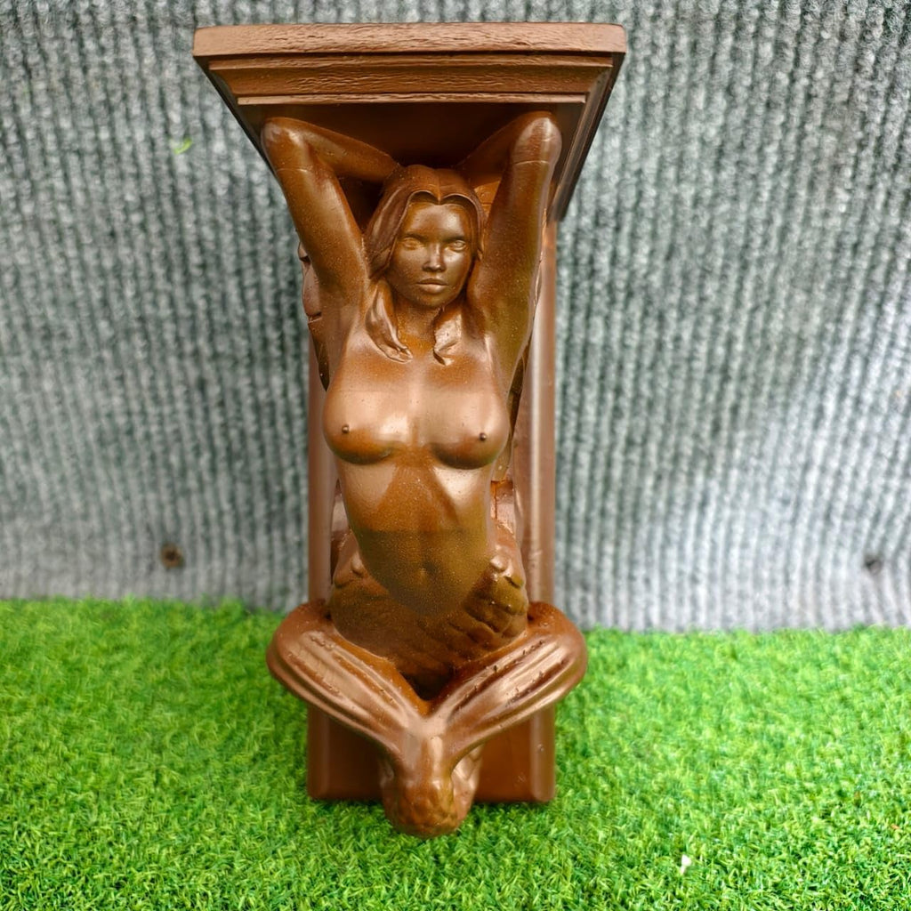 Wood Corner Designer Carving Wall Shelf Handmade Mermaid Wall Shelf Bracket Carved Wood Nautical Decor Coastal Beach House Accent