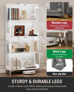 Display Cabinet with Glass Doors, 4-Tier Curio Cabinet, Adjustable Shelves, 60,000 Color Lights for Collectibles, Glass Display Case with App & Remote Control, Bookcase, Storage Cabinet, White