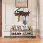 2 Pack Shoe Rack, 2-Tier Metal Stackable Shoe Shelf Storage Organizer, Heavy Duty Wire Shoe Stand for Entryway, Closet, Hallway, Holds 50 LBS, Black