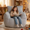 Bean Bag Chair - Plush Faux Fur Floor Seating Furniture Bean Bag Chair for Living Room, Bedroom, Playroom (2.5FT Stripe Grey)