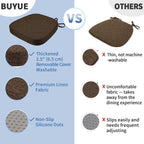 BUYUE Thickened 2.5" Friendly Woven Fabric Dining Chair Cushion, U-Shape High Density Foam Comfortable Chair Pad for Kitchen, Slip Resistant Indoor Seat Cushion (1 Piece, Chocolate)
