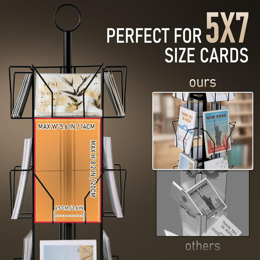 ANBOXIT Greeting Card Display Stand Rotating Rack Holder, for Postcard Sticker Retail, Metal Black, 12 Display Pockets