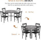 VECELO 5 Piece Dining Table Set for 4, Faux Marble Dinette with Chairs for Kitchen, Breakfast Nook, Small Space, Pure Black