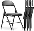 Fenbeli Padded Folding Chairs Set of 6 for Event Hosts, Holds 330 lb Each, Cushioned PU Leather Folding Party Chairs with Double-Braced Steel Frame, Fold Flat for Parties Church Events