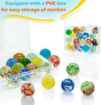 Taken All 18 Pcs 35mm Large Glass Marbles, 1.38 Inch Playing Glass Shooters Colorful Assorted Marbles for Classic Ring Game, Home Decoration, Vase Fillers - Ideal for Kids, Adults, Family, Party
