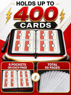 Collectible Trading Card Binder, 400 Pockets Card Holder with 50 Removable Sleeves, Portable Collection Binder Album Book Case Storage, Zipper Card Protective Sleeves for TCG, Sports Card