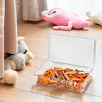 ZEXALOR Clear Plastic Storage Bin with Lid, Organizer for Pantry, Office, Bathroom, Kitchen, Snack, Tea Bag, Coffee Container (Small)