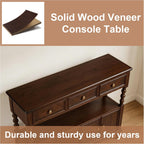 45.3'' Solid Wood Console Table, Retro Sofa Table with 3 Drawers & 2 Cabinet, Long Behind Couch Accent Table Console Table Narrow Entryway Table for Living Room, Foyer, Hallway