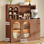 Kitchen Pantry Storage Cabinet, Tall Kitchen Storage Hutch Cabinet, Sideboard Buffet Cupboard, Freestanding Cupboard, for Bedroom, Dining Room, Office(Brown,125x100cm/49.2x39.4in)