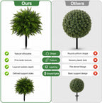 Artificial Plants Outdoor, Topiary Trees Artificial Outdoor with Ground Spikes, 2 Pack UV Resistant Fake Bushes for Planters, Front Porch Patio Garden Decor