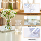 Gute Glass Vases for Decor, Modern Decorative Flower Vase Centerpieces Table Home Indoor Desk Decor Living Room, Kitchen, Office Wedding or Housewarming Gifts (Clear)