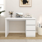 furtble White Desk with Drawers, 43'' W Home Office Computer Desk Gaming Table, Modern Vanity Desk with Storage, Wood Writing Workstation for Bedroom, Living Room, White