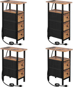 LOAKEKEL Narrow Nightstand with Charging Station