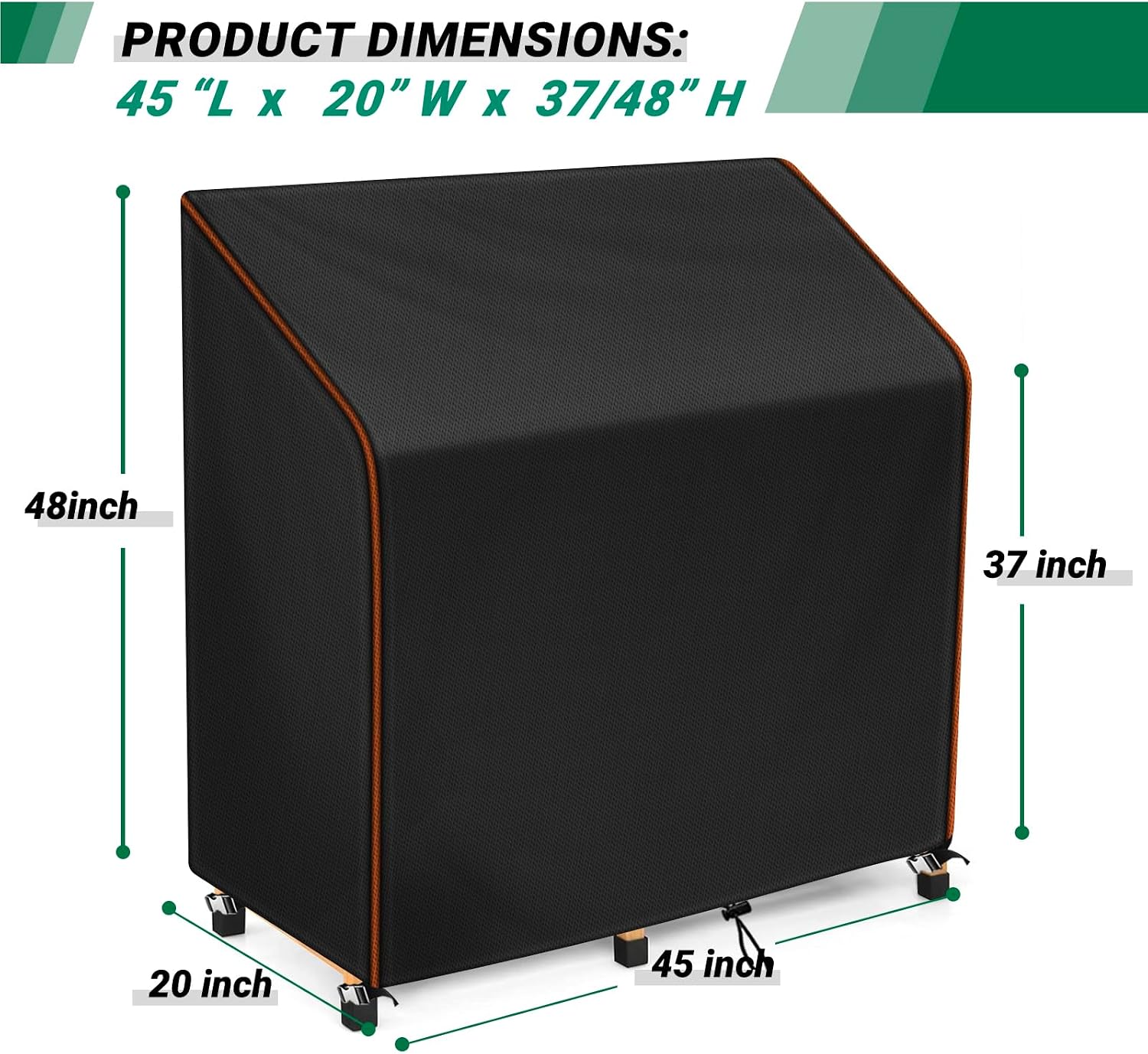 Potting Bench Table Cover, 420D Oxford Kitchen Cabinet Covers Outdoor Waterproof Protective Garden Storage Cabinet with Potting Bench Dustproof Cover 45"L X 20"W X 48"H,Black