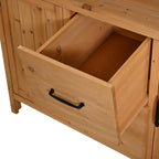 Merax 45.3" Large Outdoor Fir Wood Potting Bench with Storage, Multi-Functional Patio Kitchen Island, 6-Shelf Hutch+2 Cabinets+2 Drawers+3 Hooks, Garden Workstation for Planting, Gardening, Natural