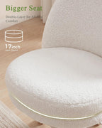 GTPOFFICE Vanity Chair with Back, Adjustable Tall Office Chair High Swivel Bar Stools Fluffy Cute Desk Chair Comfy with Wheels Bow Pillow Armlees for Adults Standing Desk Bar, Teddy Velvet, Cream
