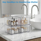 Acrylic Stackable Storage Drawers, [4-Pack] Clear Organizer Bins with Built-in Handles, Smooth Slide-Out Design for Vanity, Under Sink, Medicine Cabinet, Skincare, and More