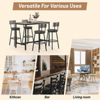 Zevemomo Dining Table Set for 4, 5-Piece Bar Table Set, Kitchen Table and Chairs, Counter Height High Top Table with 4 PU Upholstered Stools, Space-Saving Pub Table Sets for Small Space, Gray