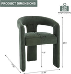KIVENJAJA Barrel Dining Room Chairs Set of 6, Green Modern Boucle Kitchen Chairs with Round Back & Arm, Comfy Sherpa Upholstered Accent Armchair for Living Room Recption Office Vanity