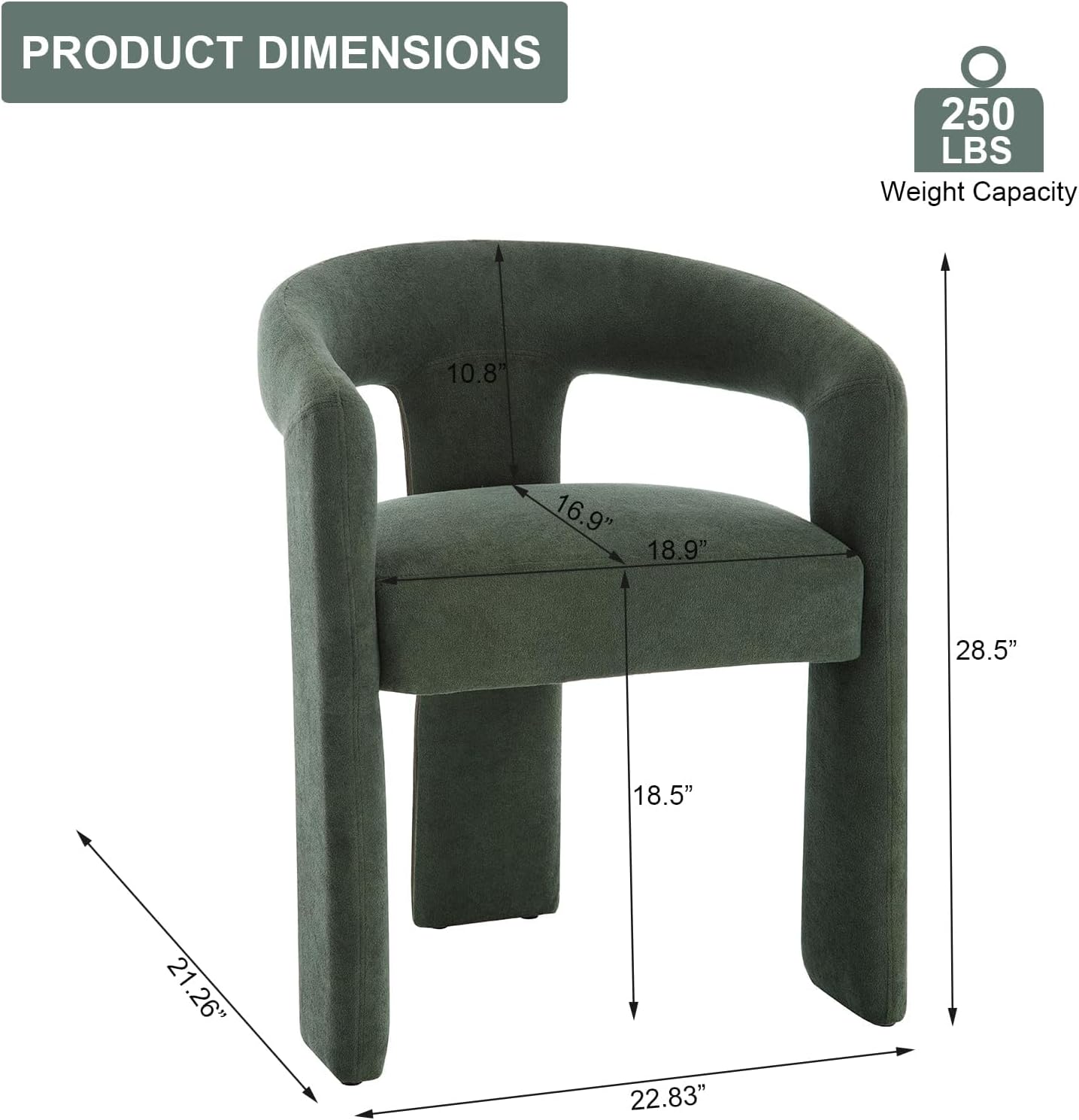 KIVENJAJA Barrel Dining Room Chairs Set of 6, Green Modern Boucle Kitchen Chairs with Round Back & Arm, Comfy Sherpa Upholstered Accent Armchair for Living Room Recption Office Vanity