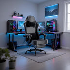 Gaming Chair, High Back Computer Chair with Pocketed Spring Cushion and Footrest, Height Adjustable Game Chair with Headrest and Lumbar Support
