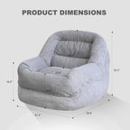 Giant Bean Bag Chair with Armrests - Oversized Cozy Seating for Adults, Corduroy Fabric & High-Resilience Foam Filling, Ideal Lounge for Living Room, Bedroom & Gaming Room (Grey)