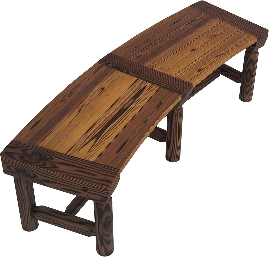 Tree Garden Bench, Brown Wooden Semicircular Outdoor Round Bench Wrap Around Park Seat for Yard Patio Deck Lawn Backyard Tree Surround Seating