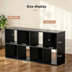 LUCKLIFE 8-Cube Storage Organizer, Stackable Modular Bookcase Shelf with Vertical or Horizontal Use, Fits 11×11" Bins, Optional Back Panels, for Living Room, Office, Carbon Black