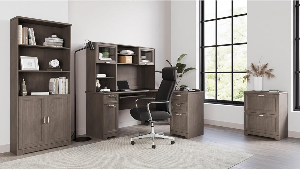 Realspace® Magellan 58"W Hutch For Corner Or L-Shaped Computer Desks, Gray
