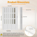 48X80in PVC Accordion Door with Latch&Handle&Hardware Kit, Double-Layer Thickened PVC Folding Interior Door with Frosted Glass - Blocks Views, Lets Light in, Utility&Room Divider (M)