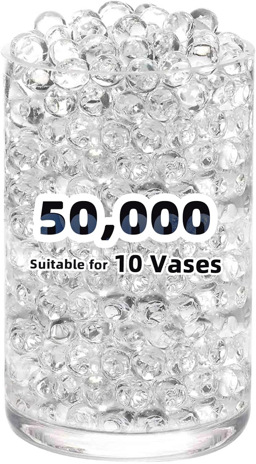 FALAMON 50,000 Clear Beads for Vases, Transparent Vase Filler, Christmas Decoration, Wedding Centerpiece, Floating Candles, Floral Decoration